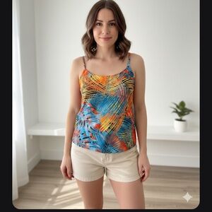 Vibrant Tropical Leaf Print Camisole